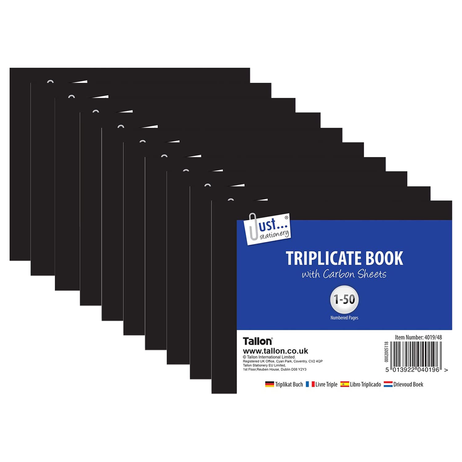 Half Size Triplicate Book with Carbon Sheet Numbered 1-50 Pages Record Keeping Triplicate Receipt Book Ideal for Small Business, Office, School (10)