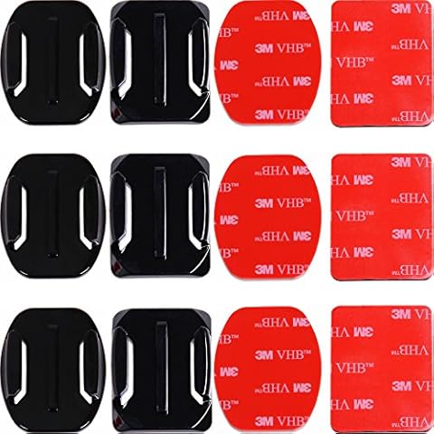 Nordic Flash Adhesive Mounts - 3X Curved & 3X Flat Mounts with 3M Sticky Pads - for Your Helmet/Bike/Board/Car - Compatible with All GoPro Hero 12/11/10/9/8/7/6/5/4/3+/3/2/1 Models - 1 Year Warranty Cover