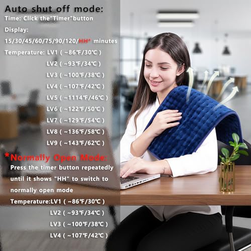 Image of Electric Heating Pad, 2025 Upgraded Dual Mode Controller (Manual and auto Off Mode),Multiple Safety protections, Comfortable Soft, Machine Washable(20 inchx 24 inch Dark Blue)