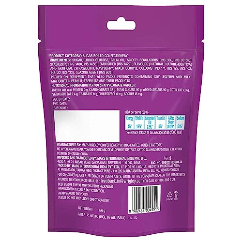 Image of Skittles Wild Berry Chewy Fruit Candy | Bite-Size Fruit Candies Pack | Delicious Fruity Berry Flavours (Berry Punch, Cherry, Raspberry, Strawberry, and Melonberry) | Imported Candies | 196 Grams