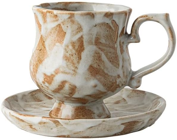 Medieval Coarse Earthenware Cups Mug Coffee Cup Saucer Set
