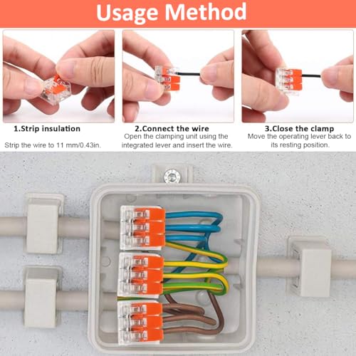 Image of Serplex Wire Connector Set, 2-Slot /3-Slot /5-Slot, 60 Pcs, AWG 24-12 | Lever Nut Splicing, Compact Format for DIY Electrical Wiring, Suitable for Repairs and Projects