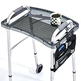SoulThink® Full Transparency Walker Tray - Essential Walker Accessories Compatible with Most Walkers for Seniors, Walker Tray for Folding Walker with Utility Bag, Non-Slip Mat & Cup Holder (Black)