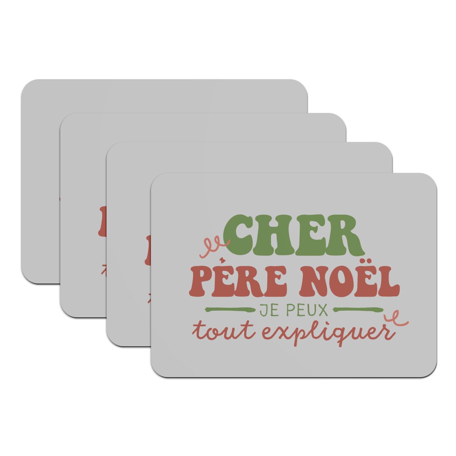 Sets de table gris caoutchouc Noël lot de 4 dessous de plat antidérapant grand format