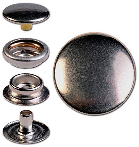 Hoppe & Masztalerz 30 Ringfeder-Druckknöpfe F3 14mm aus Eisen (nickelhaltig), Finish: Nickel-glänzend, Verschlusskraft: stark Cover