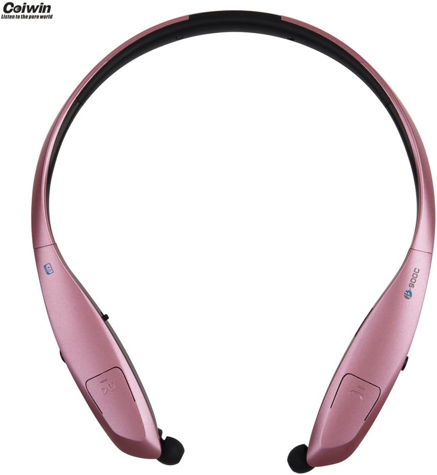 Bluetooth Headset Coiwin HB-900C Wireless Retractable Sports Headphones, Sports/Running/Gym Neckband Style Earbuds for Cellphone (Rose Gold)