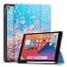 Produktbild TNP Hülle für iPad 8. Gen 2020 / iPad 7. 2019 dünne und weiche Stand-Schutzhülle aus TPU mit Stifthalter Auto Schlaf/Wach Funktion, Kompatibel mit iPad 8/7 Generation 10,2", Kirschblüte