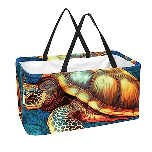 Sac d'épicerie réutilisable avec motif coloré tortue de mer sac fourre-tout - 2