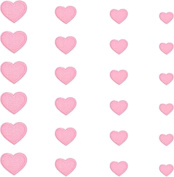 24 Pink Heart Shape Iron-on Patches - Cute Mini Heart Iron-on Sew-on Patches