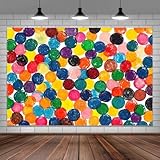 7X5ft Colorful Dots Photo Backdrop Photography Background for Kids Boys Girls Baby, Cartoon Caterpillar Theme Birthday Party Backdrops Photo Booth Prop Decorations Wall Decor Tablecloth