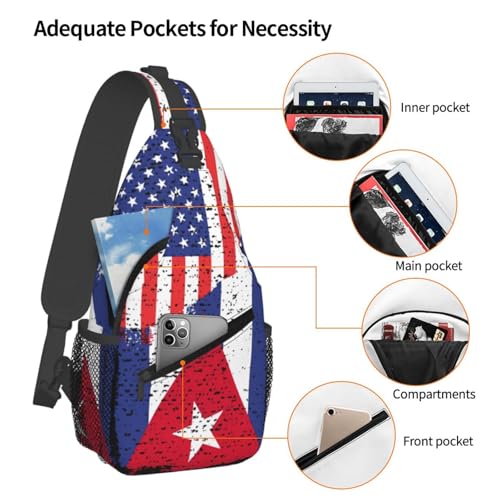 American Cuba Flag Cuban Roots Crossbody Bag Cross Chest Bag Adjustable Sling Backpack Sports Gym Shoulder Bags Travel Cycling Daypack Diagonally Casual Rucksack4