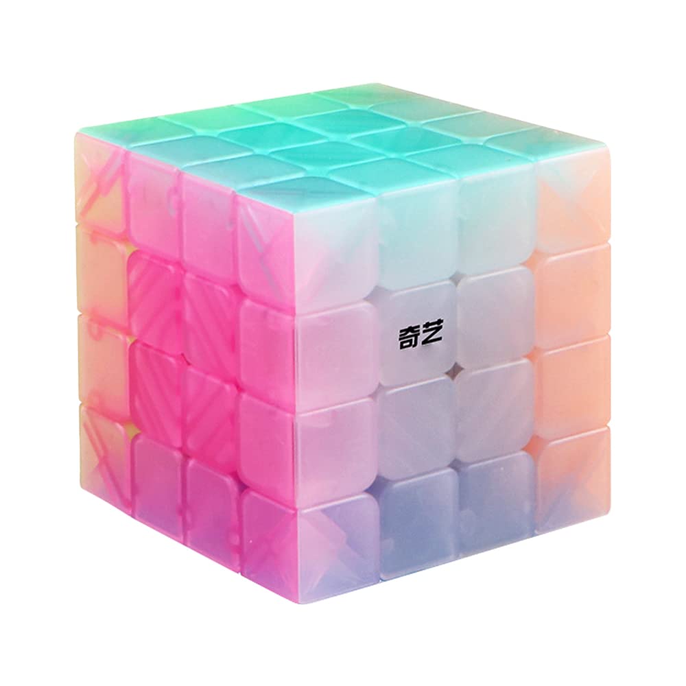 Jelly 4x4 Speed Cube, Qiyuan 4x4x4 Cube Stickerless Puzzles Toy (Transparent)