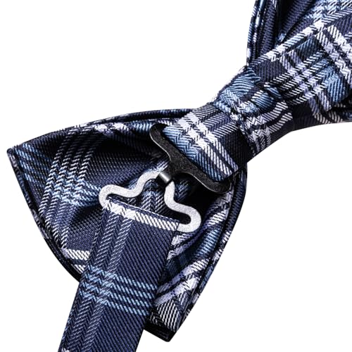 Image of Hi-Tie Bow Ties for Men Pre-Tied Pocket Square with Cufflinks Mens Bowtie Sets for Wedding Formal Party