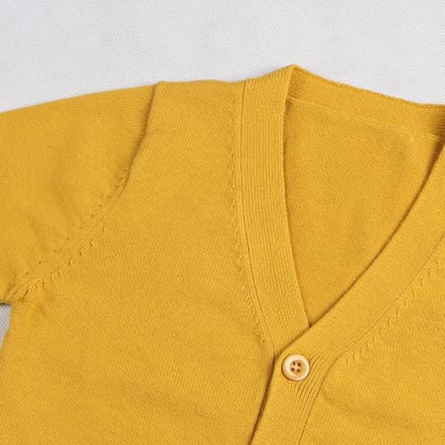 Image of HAOLUKI Baby Boys Girls Button Closure Cardigan Toddler Cotton Knit Sweater Solid Color V-Neck Cardigan School Uniforms