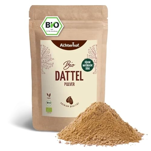 Bio Dattel Pulver 250g | natürlicher, aromatischer Zuckerersatz beim Backen, Kochen, in Shakes oder im Müsli | naturrein und vegan | vom Achterhof