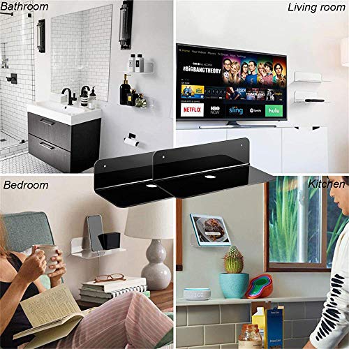 DECDEAL Conjunto de 2 prateleiras flutuantes fixadas na parede com clipes de cabo Expanda facilmente