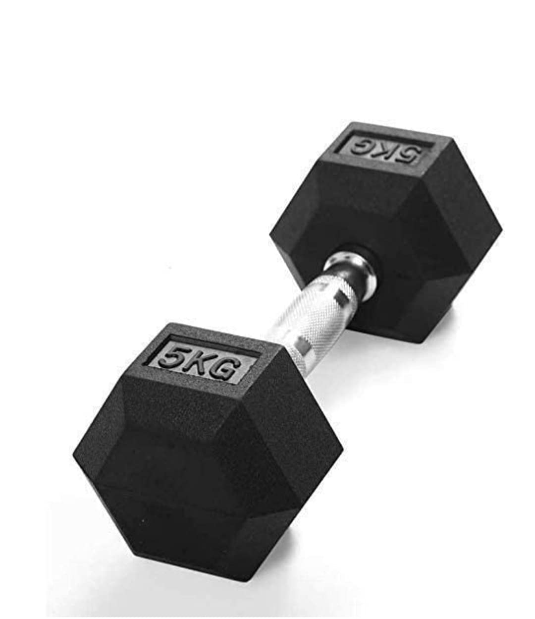 SFZ Hexa 5 kg Single piece dumbbell / 5kg x 1pcs / Hexagon Shape/Rubber Coated Home Gym Exercise Dumbbell (Pack of 1), Fixed Weight dumbbell, 5kg Weights