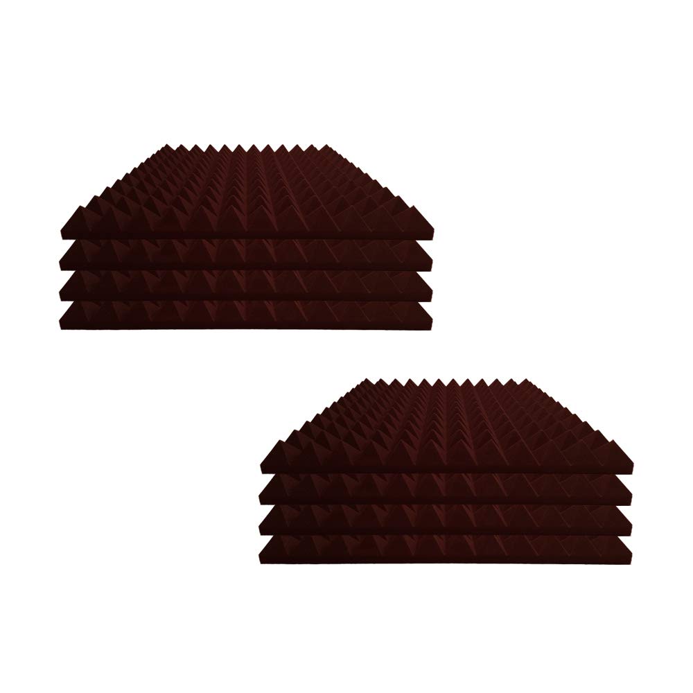Silence Acoustic® Pyramid Soundproofing Acoustic Foam 2x2, 2inch (Set of 8) Wine - 32 Sqft
