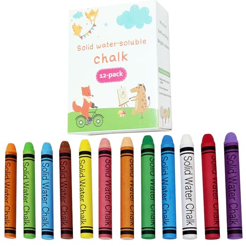 VOVCIG Upgrade Water-soluble Dustless Chalk Color Dust-free Chalk That Can Be Cleaned with a Damp Cloth(12Pcs