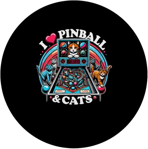 Miniatura 3 de Pinball and Cats Nostalgia Pinball Wizard Pet Cat Lover PopSockets PopSockets Adhesivo PopGrip
