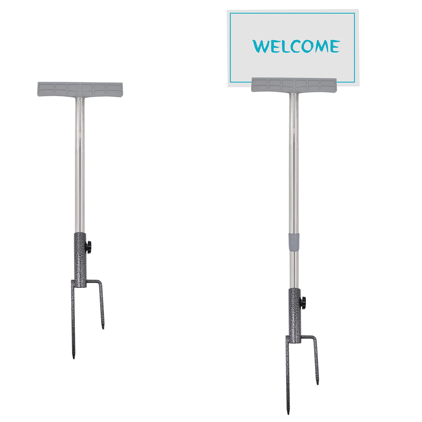 2 paletti per cartelli con palo in metallo, per giardino, cortile, prato, 52 – 78 cm