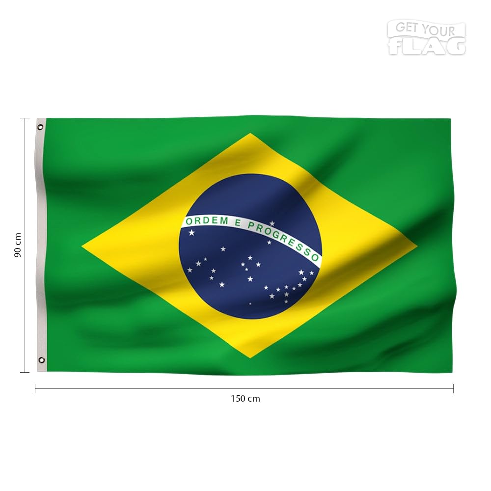 Bandiera BRASILE 90X150 cm in poliestere, con doppia piega | FindTheDeal