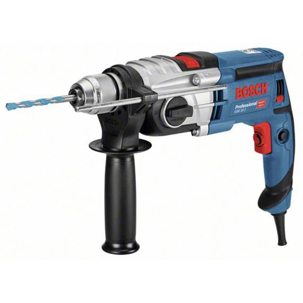 Bosch Professional taladro percutor GSB 20-2 (potencia 850 W, velocidad en vacío 3000 rpm, incl. profundidad retráctil, portabrocas intercambiable, empuñadura auxiliar, L-Case)
