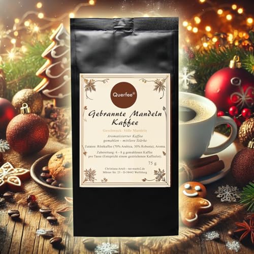 4 x Kaffee mit Geschmack zu Weihnachten Kaffee Geschenk Set - Weihnachtskaffee, Spekulatius, Lebkuchen, Gebrannte Mandeln - Röstkaffee aromatisiert- 4x75 g Probierset (300 g)