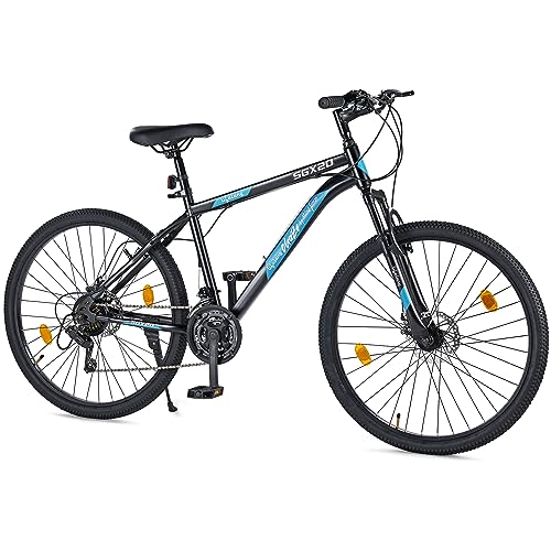 Image of Lifelong Chaze Shimano Gear Cycle By Milind Soman Sgx20 27.5T with Dual Disc 21 Speed|for:Unisex Adults(15Y+)|Frame Size: 18 inch|Ideal Height : 5'6 inch|85% Assembled(Czbc2794,Black&Blue) Mountain Bike