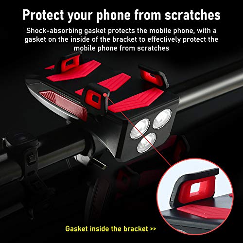 Suporte de Celular para Bicicleta com Luz, Recarregável por USB