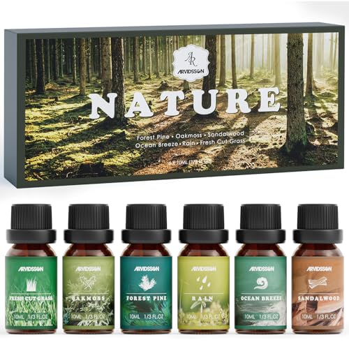Nature Essential Oils Set, ARVIDSSON Natural Fragrance Oils for Candle Making, Fresh Cut Grass,...