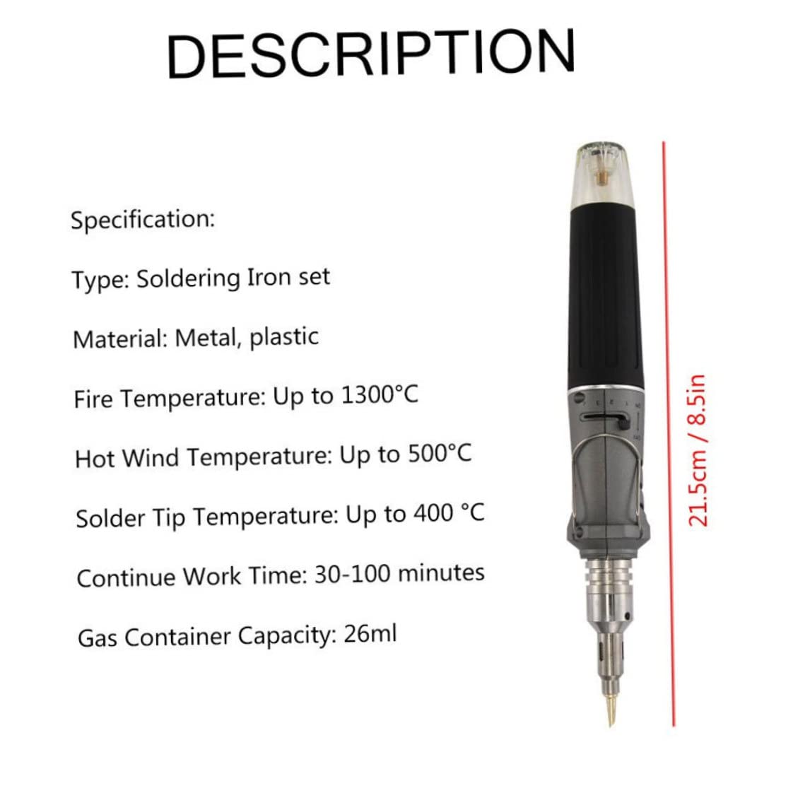 Soldado de gasolina Kit de soldado de soldadura de hierro soldador de gas Set 10 en 1 kit de soldadura encendido automático gris portátil en forma de lápiz