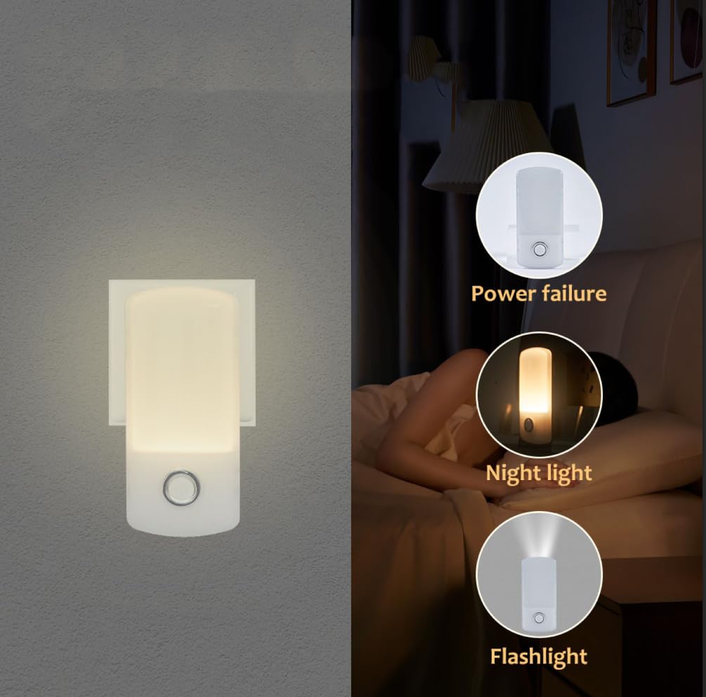 3-in-1 Dusk to Dawn LED Night Light Warm LED Multi-Function Plug-in or Portable Ideal for Hallways Bedrooms Stairs — view 4