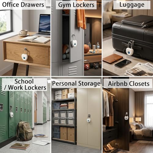 Bstsilver Fingerprint Padlock, Larger Sensor & 6.2" Flexible Cable, 20-User Biometric Lock wtih Emergency USB Key & Code for Gym Locker, Luggage, Backpack, Toolbox, Cabinet, Suitcase, School, Travel — view 6