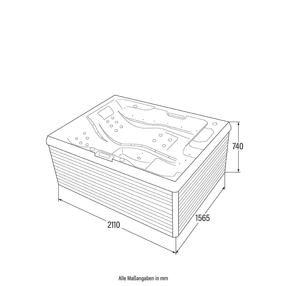 Home Deluxe - Outdoor Whirlpool - Stream Pure - Maße: 211 x 157 x 75 cm - Inkl. Heizung, 24 Massagedüsen und 4 äußeren Lichtquellen I Außen Whirlpool Spa für 3 Personen