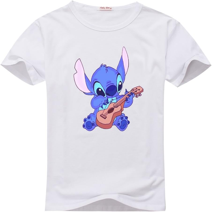 SteveReagan Womens Lilo And Stitch Cartoon White T-shirts Size M