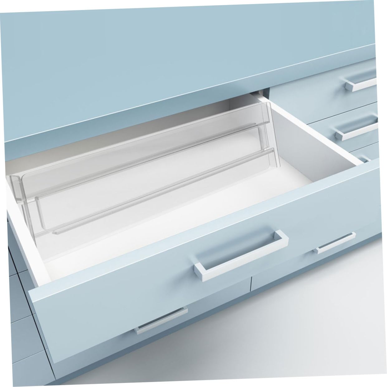 GLEAVI Divisore per Cassetti Regolabile 8 Pezzi in Ps per Armadi | Trasparente Bianco, 27, 5-52cm, Installazione Semplice, per Biancheria e Calze