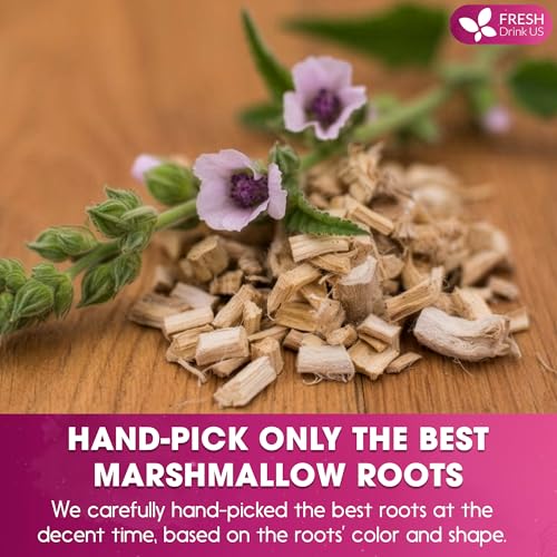 Image of FreshDrinkUS, Premium 8oz Marshmallow Root Powder (Althaea officinalis). Finely Ground - Premium Herbal Tea Ingredient - Smooth & Mild Botanical Powder. Caffeine Free. Sugar Free. Vegan