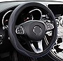 Leather Car Steering Wheel Cover,Universal 15 Inch Elastic Steering Wheel Protector,Non-Slip Auto Steering Wheel Cover, Steering Wheel Accessories Fit for Most Cars Vehicles (Black&Blue)