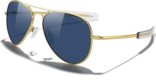 MERRY'S Gafas de sol polarizadas militares clásicas de aviador para hombres o mujeres S8562