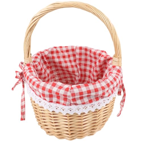 Cabilock Panier De Rangement En Osier Tissé À La Main Avec Doublure À Carreaux Rouges Panier Pique Rectangulaire Taille Cadeau Et Corbeille De Fruits Pour...