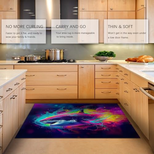 Tapis antidérapant et lavable motif graffiti pour salon moderne - 5