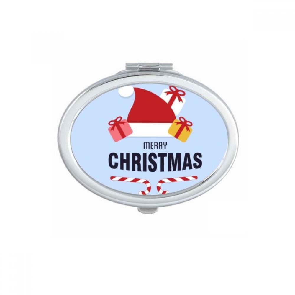 Miroir de poche ovale Joyeux Noël bonhomme de neige compact de maquillage portable