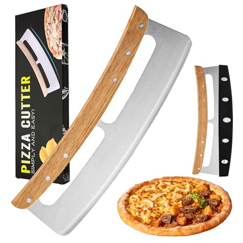 Coupe Pizza – Grand Couteau Pizza en Acier Inoxydable avec Couvre-Lame, Compatible Lave-Vaisselle, Convient pour Pizzas, Gâteaux (35 cm)