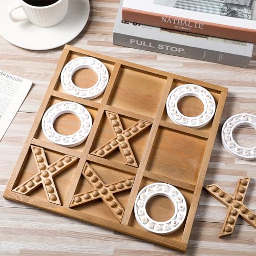 Juego Tic Tac Toe de madera rústica 10.6 pulgadas miniatura 6