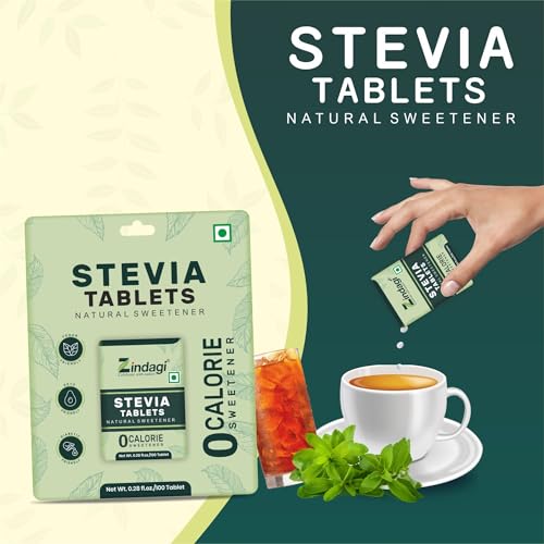 Image of Zindagi Stevia Sugar Free Tablets | Zero Calorie Sweetener | Keto & Vegan Friendly Sugar Substitute | 400 Tablets