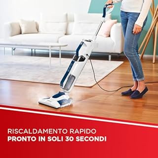 Polti Vaporetto 3 Clean Blue Aspirapolvere Lavapavimenti con Pulitore a Vapore Portatile, 3 Prodotti in 1, 14 Accessori, Aspirazione Ciclonica senza Sacco, Potenza Max 1800 W, Bianco e Blu