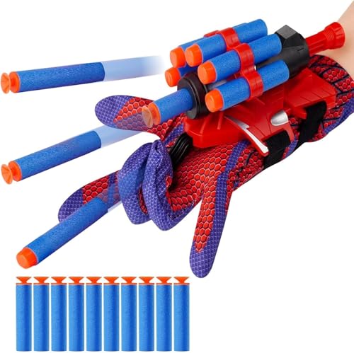 Spider Web Shooter, Wrist Launcher Toys with Superhero Glove, Kids Cosplay Costume, Halloween Christmas Birthday Decorations Gift for Boys Girls