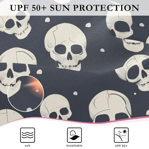 CaTaKu Girls One Piece Swimsuit Abstract Skulls Toddler Bathing Suit Long Sleeve UPF 50+ Rash Guard Swimwear 3-12Y4