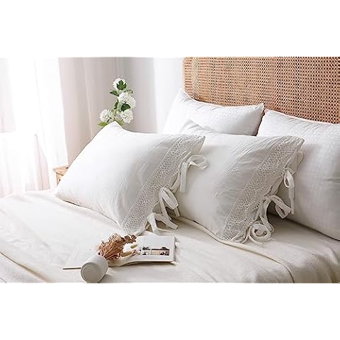 Meaning4 Ivory White Lace Pillow Shams Cover